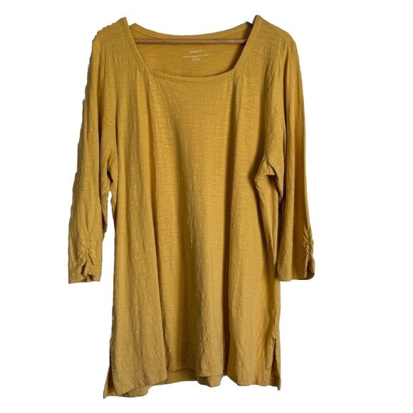 J. Jill Tops - J.Jill Pure Jill Square Neck Tunic Size XL 3/4 Ruched Sleeve Sophisticated